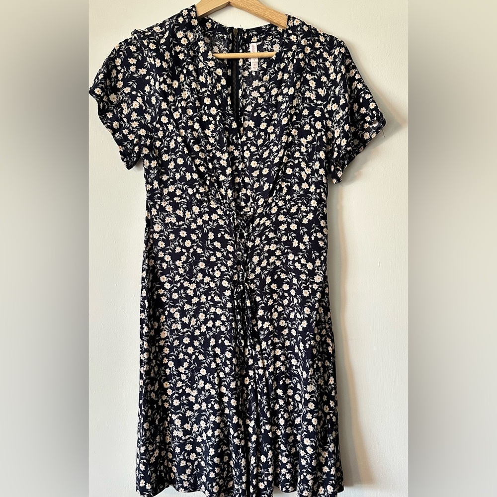Xhilaration Navy and White Floral Mini Dress